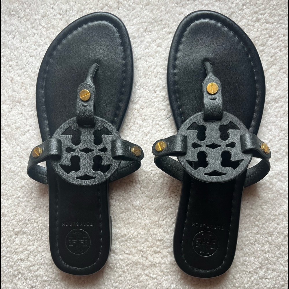 Matte black Tory Burch sandals